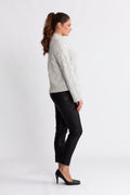 Vera Ls Knit Zip Cardigan - Light Grey Melange