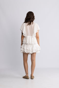 Frill Bow Top - Offwhite
