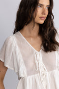 Frill Bow Top - Offwhite
