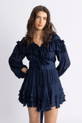 Wow Frill Dress - Mörkblå