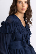 Wow Frill Dress - Mörkblå