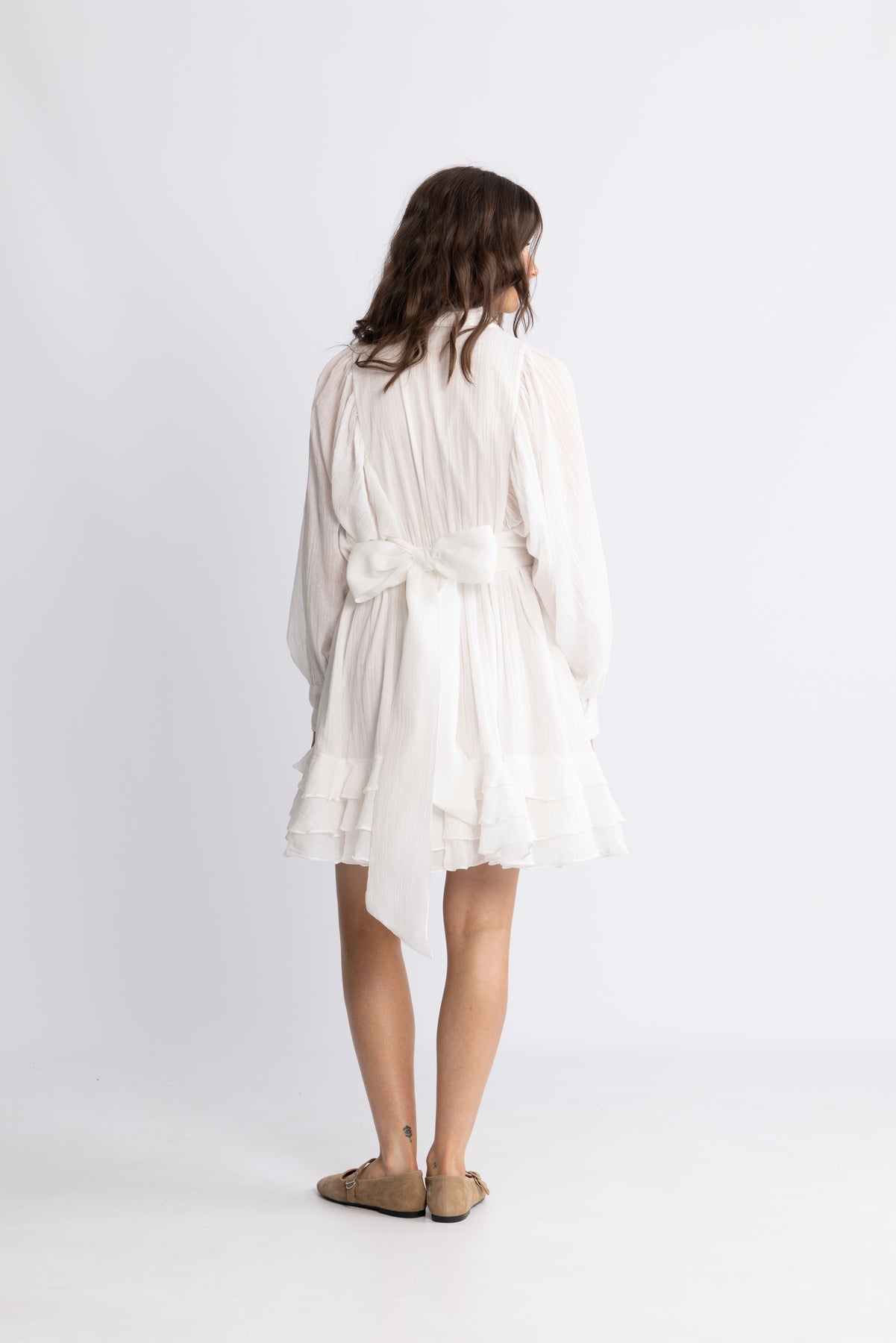 Short Ranch Frill Dress - Offwhite