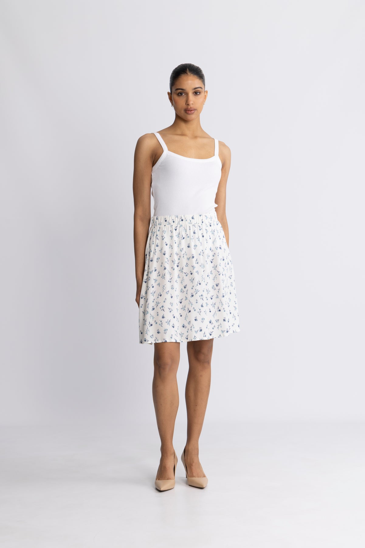 Amelina Vealine Skirt Aop - Aqua Haze Flwr
