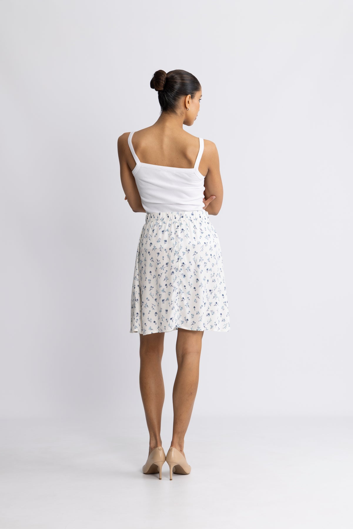 Amelina Vealine Skirt Aop - Aqua Haze Flwr