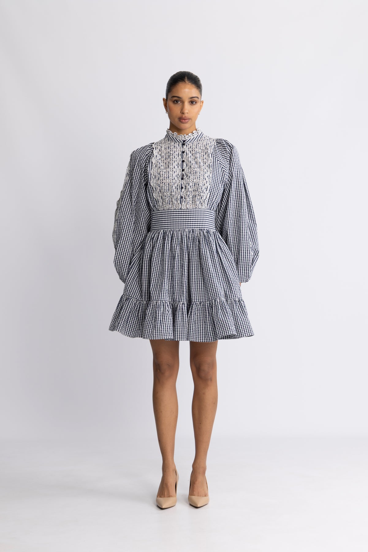 Seersucker Mini Dress - Navy Checks