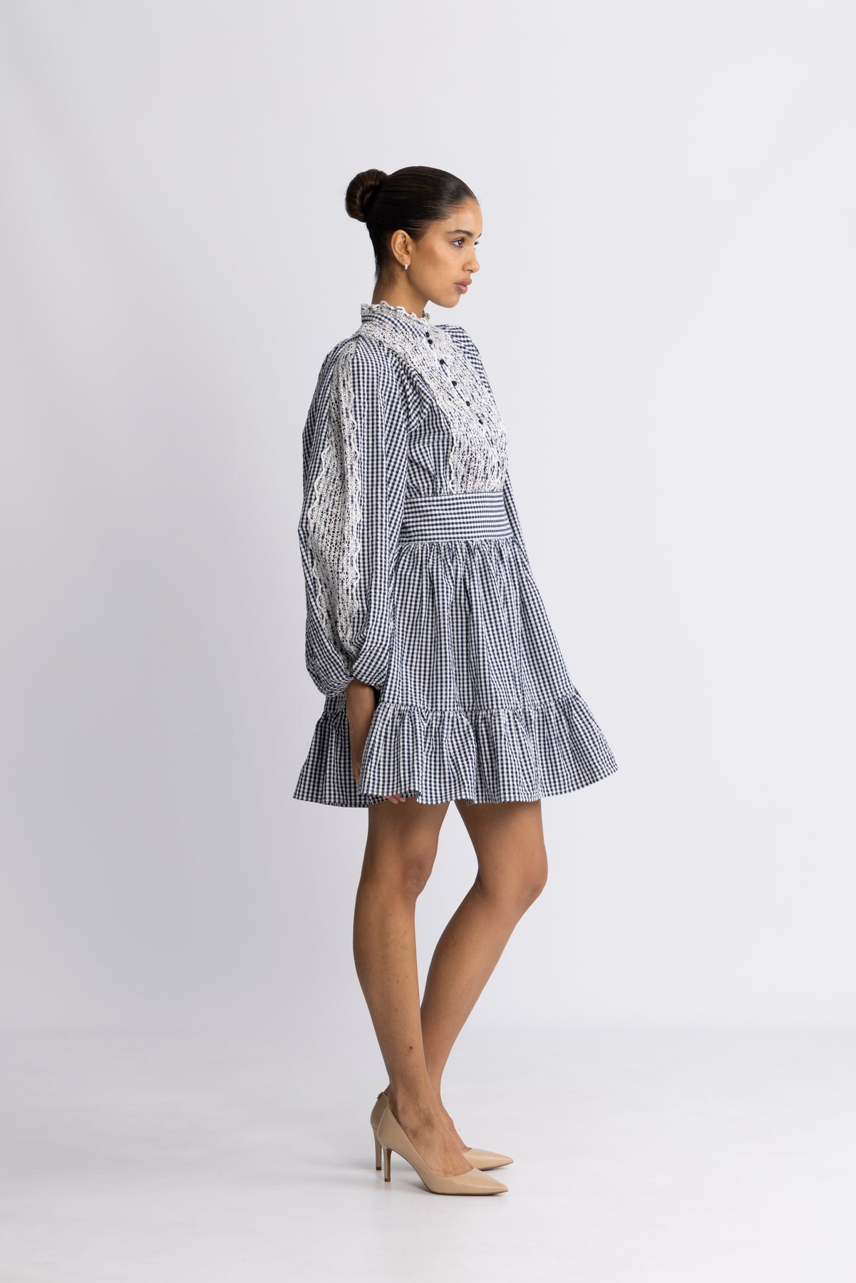 Seersucker Mini Dress - Navy Checks