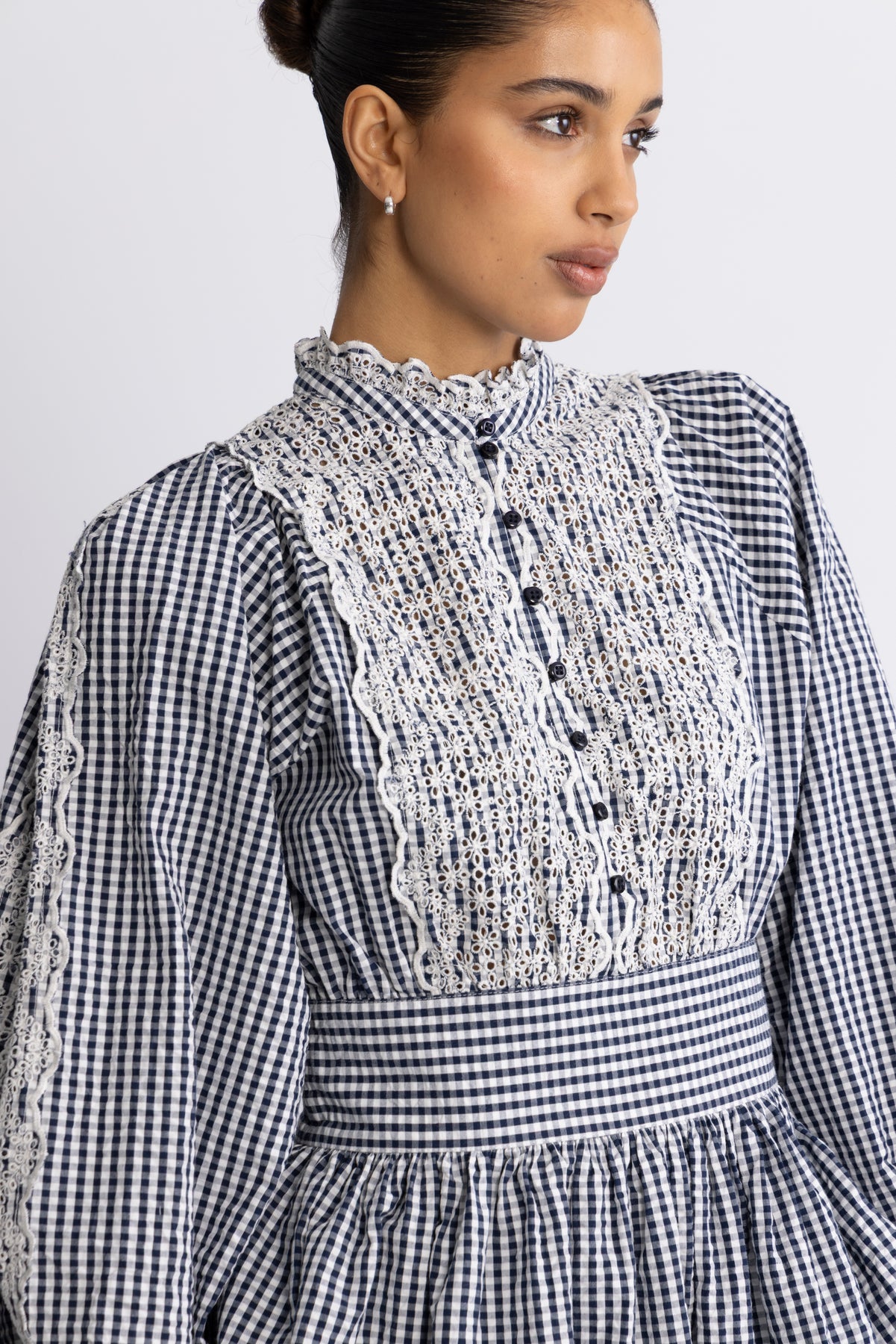 Seersucker Mini Dress - Navy Checks