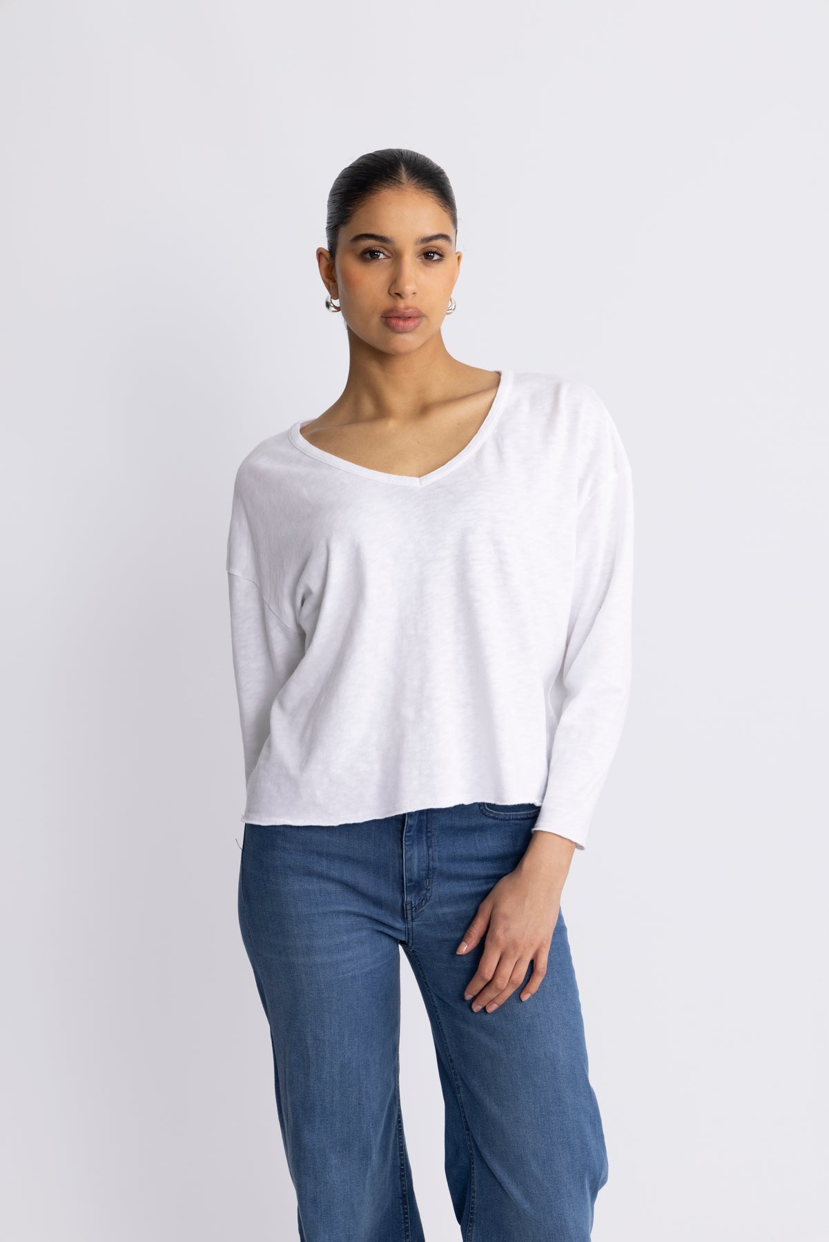 Sonoma Longsleeve V Neck - Vit