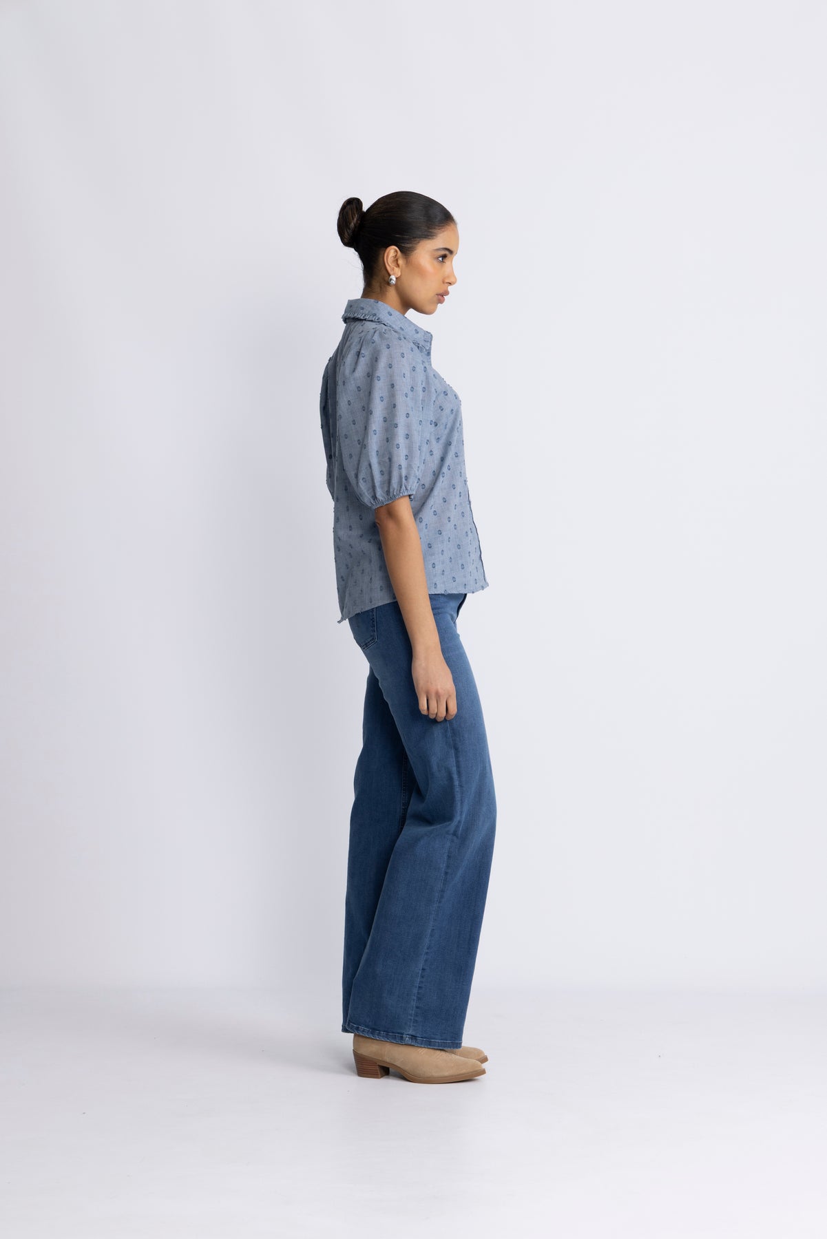 Co'Couture Dottiecc SS Blus - Dusty Blue