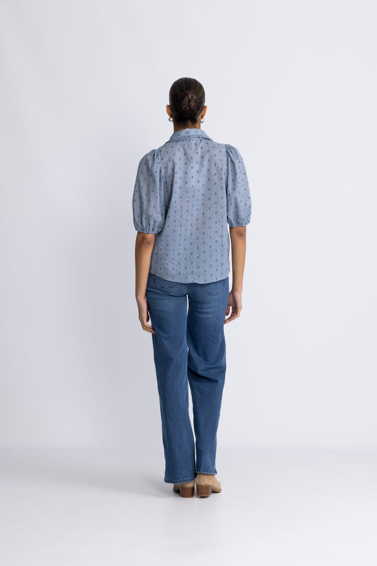 Co'Couture Dottiecc SS Blus - Dusty Blue