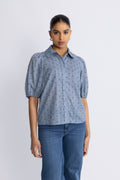 Co'Couture Dottiecc SS Blus - Dusty Blue