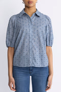 Co'Couture Dottiecc SS Blus - Dusty Blue