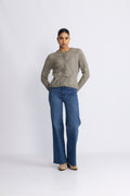 Vera Ls Knit Belt Kofta Ex - Vetiver