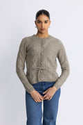 Vera Ls Knit Belt Kofta Ex - Vetiver