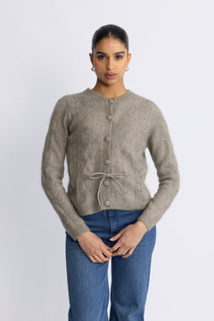 Vera Ls Knit Belt Cardigan Ex - Vetiver
