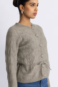Vera Ls Knit Belt Kofta Ex - Vetiver