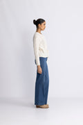 Vera Ls Knit Belt Kofta Ex - Snow White