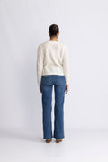 Vera Ls Knit Belt Kofta Ex - Snow White