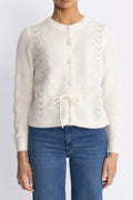 Vera Ls Knit Belt Kofta Ex - Snow White