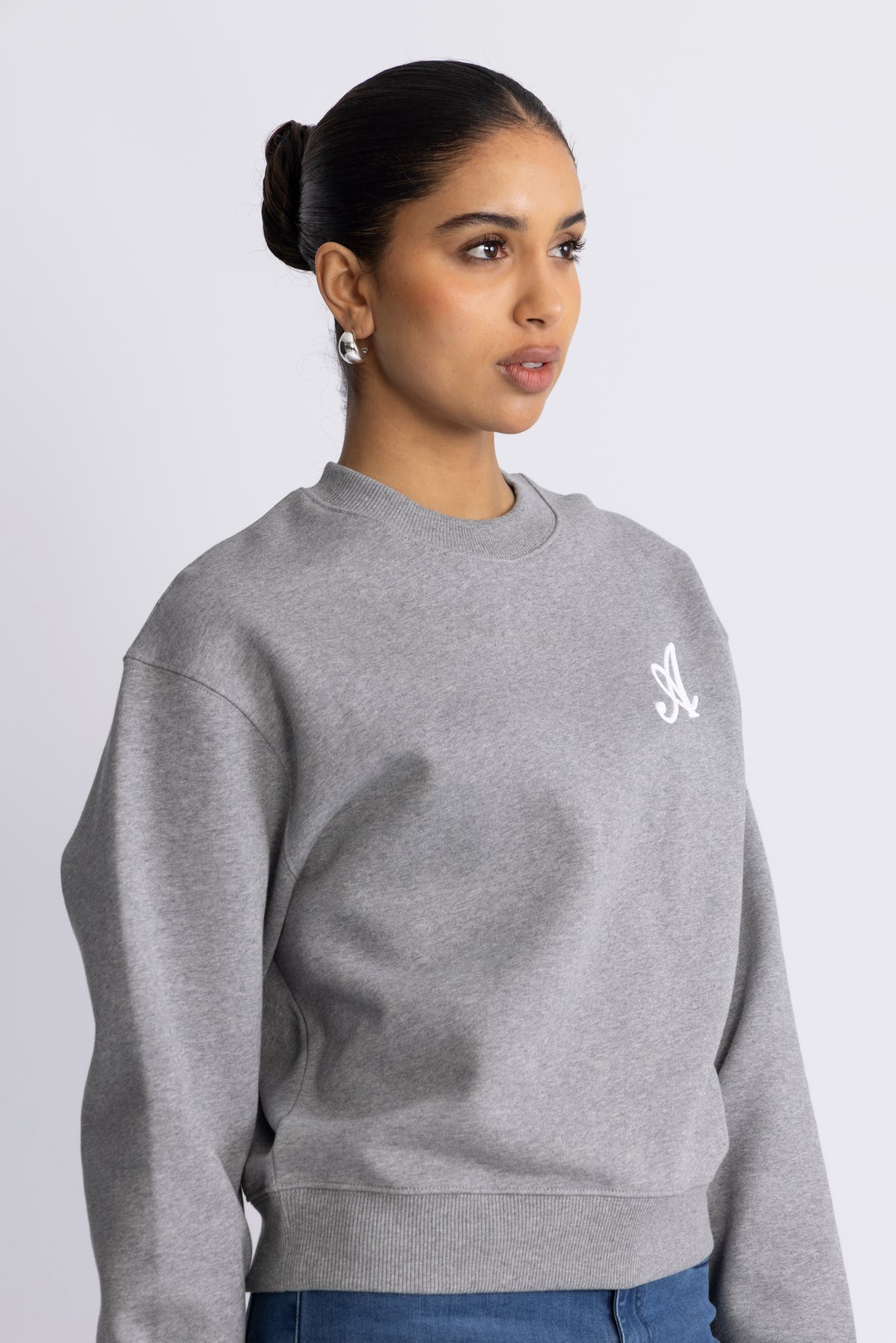 Strand Embroidered Sweatshirt - Grey Melange