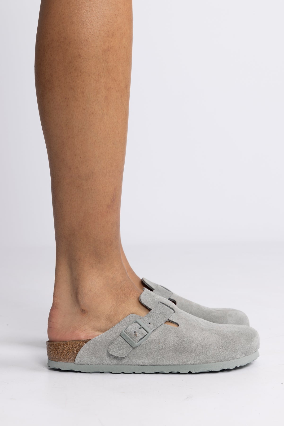 Birkenstock Boston Suede Leather Narrow - Pure Sage