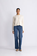 Structured Wool Cardigan - Snowflake