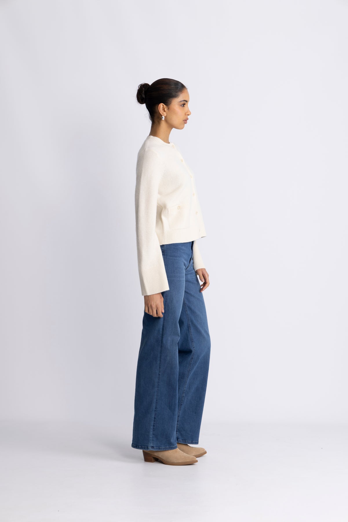 Structured Wool Cardigan - Snowflake