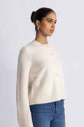 Structured Wool Cardigan - Snowflake