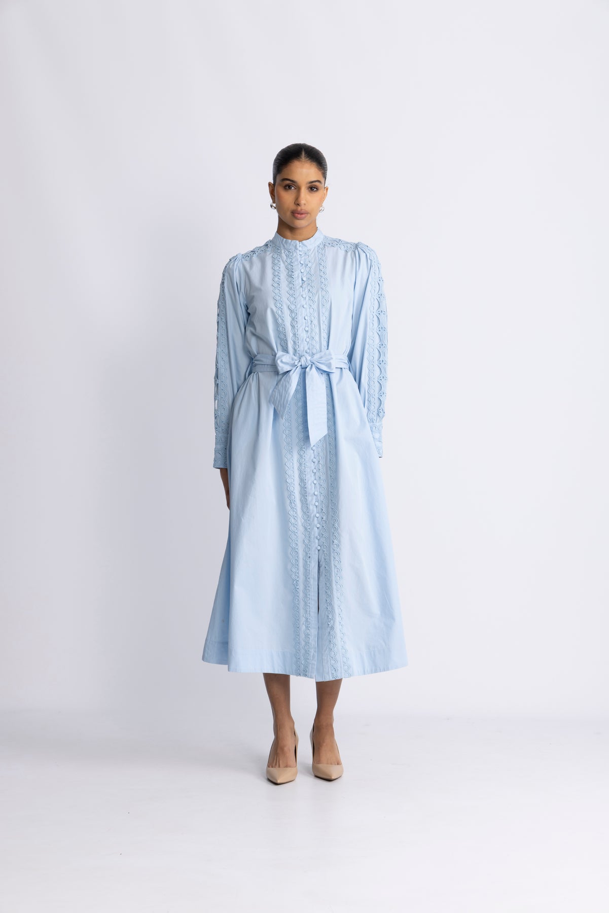 Yasyamina Ls Long Shirt Dress - Clear Sky