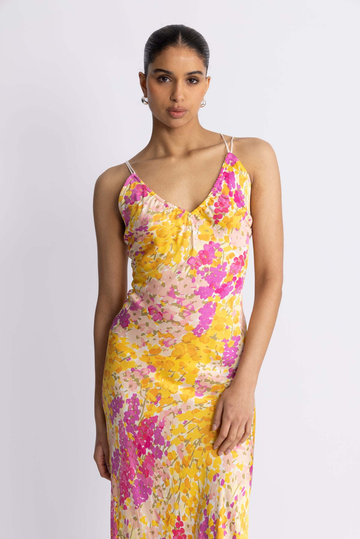 Satin Slip Dress - Poppy Flowers