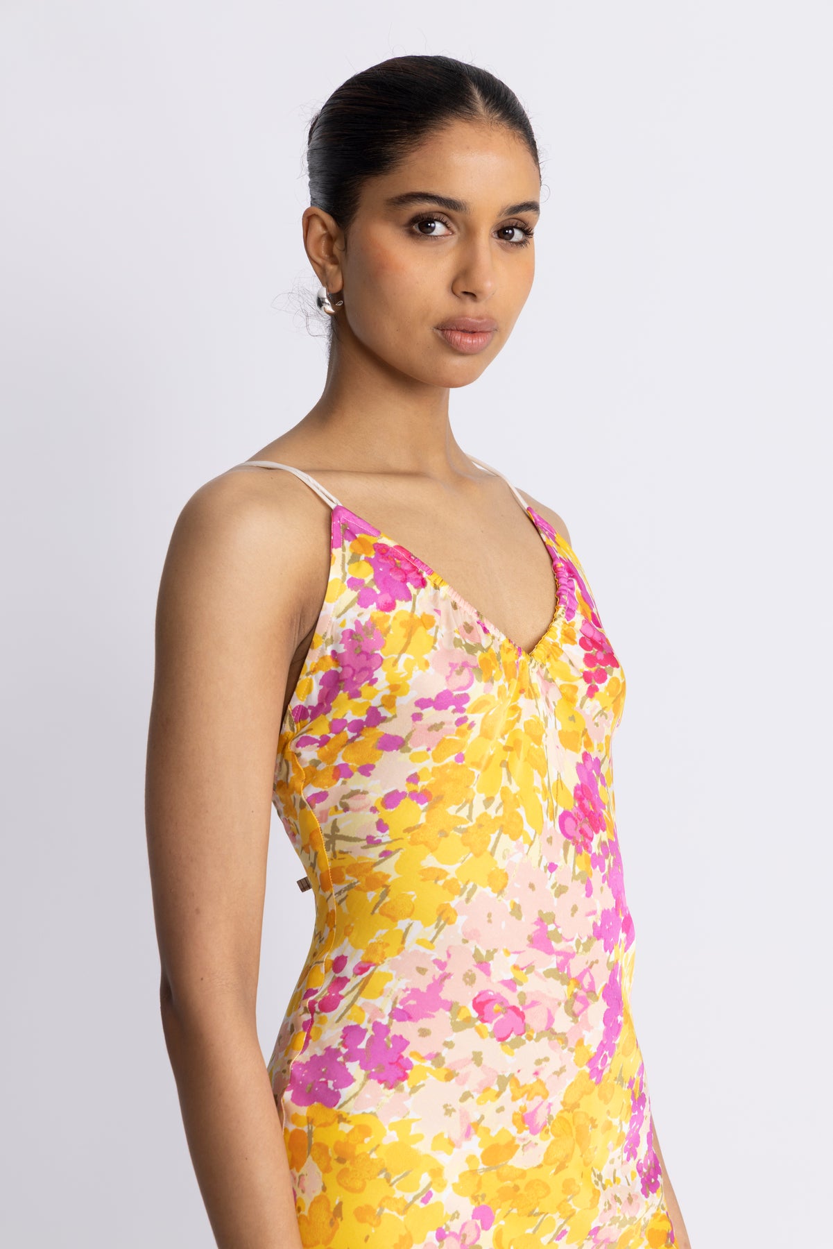 Satin Slip Dress - Poppy Flowers