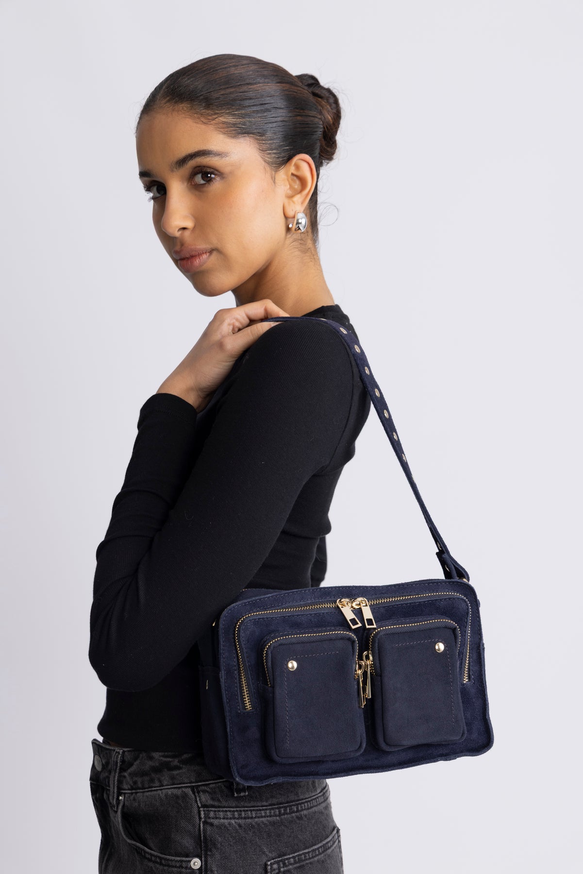 Ellie Suede - Navy med guld