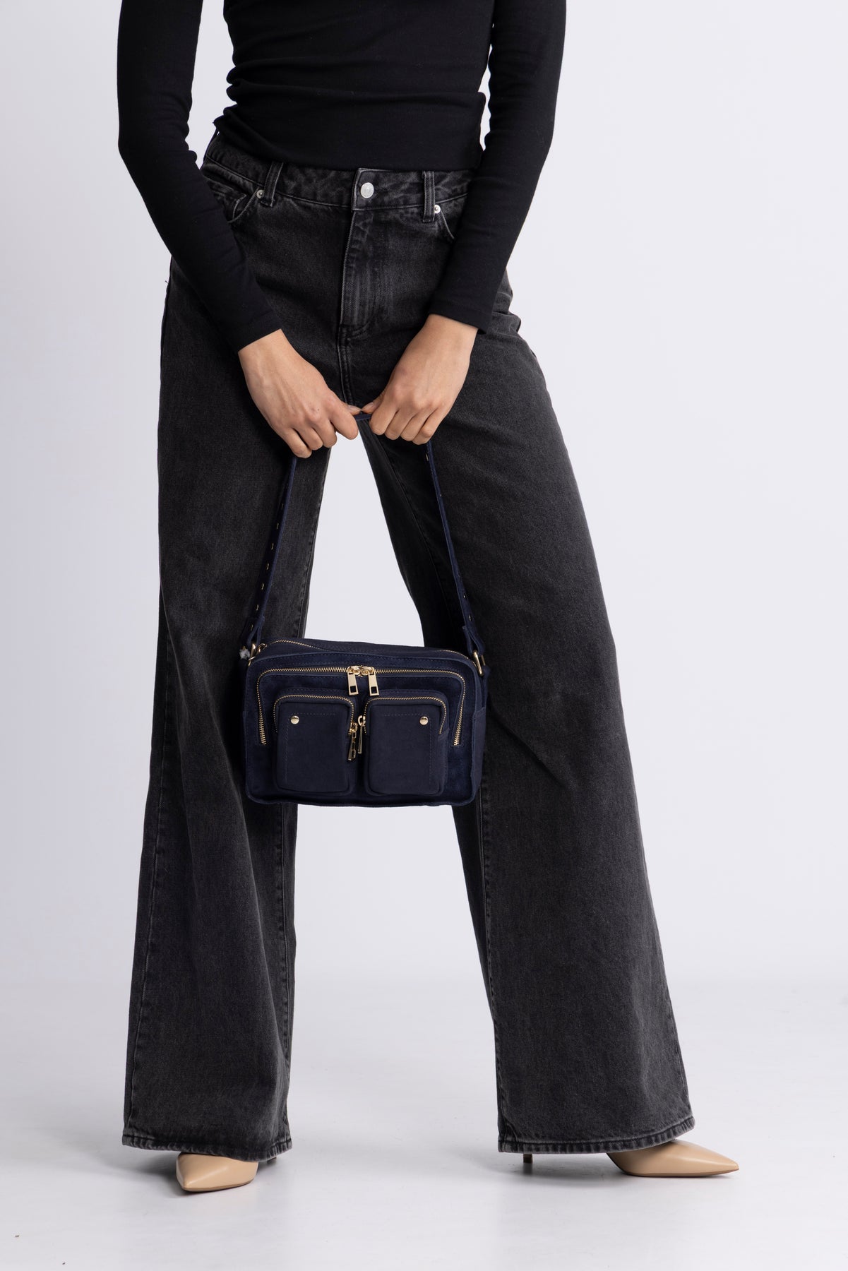 Ellie Suede - Navy med guld