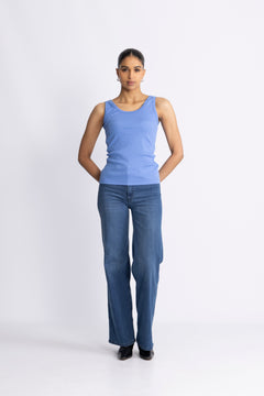 Slim Ribbed Tank Top - Perfect Blue