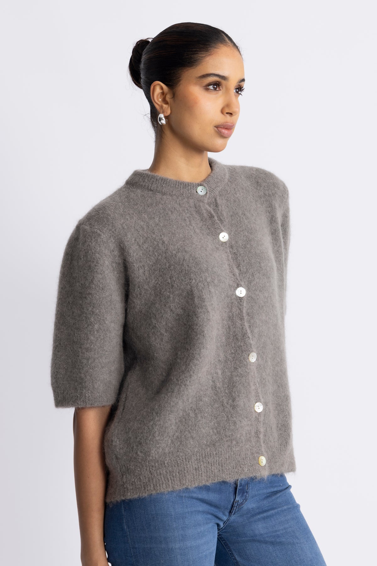 Noella Kae SS Knit Cardigan - Brun