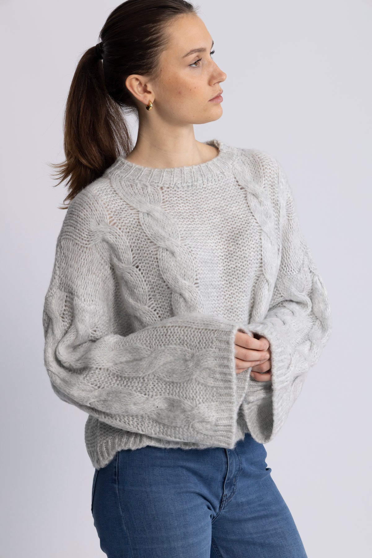 Lyza Sh Knit - Light Grey Melange