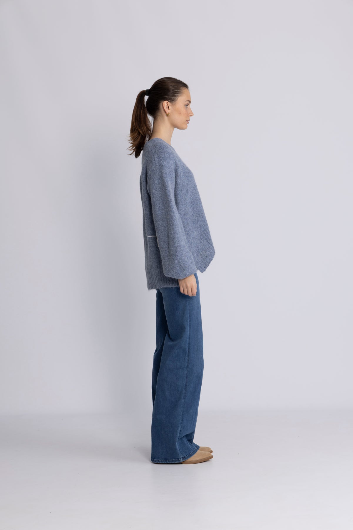 Sofie V-Neck Sweater - Faded Denim