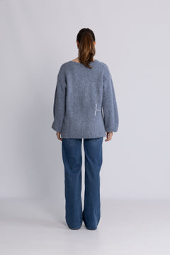 Sofie V-Neck Sweater - Faded Denim