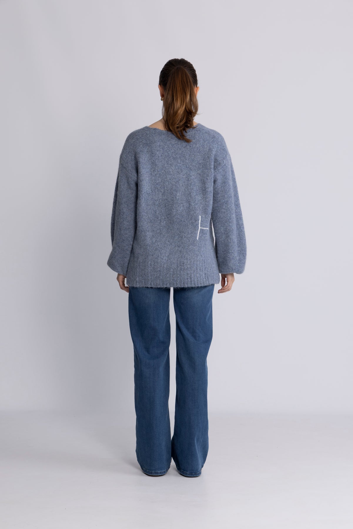 Sofie V-Neck Sweater - Faded Denim