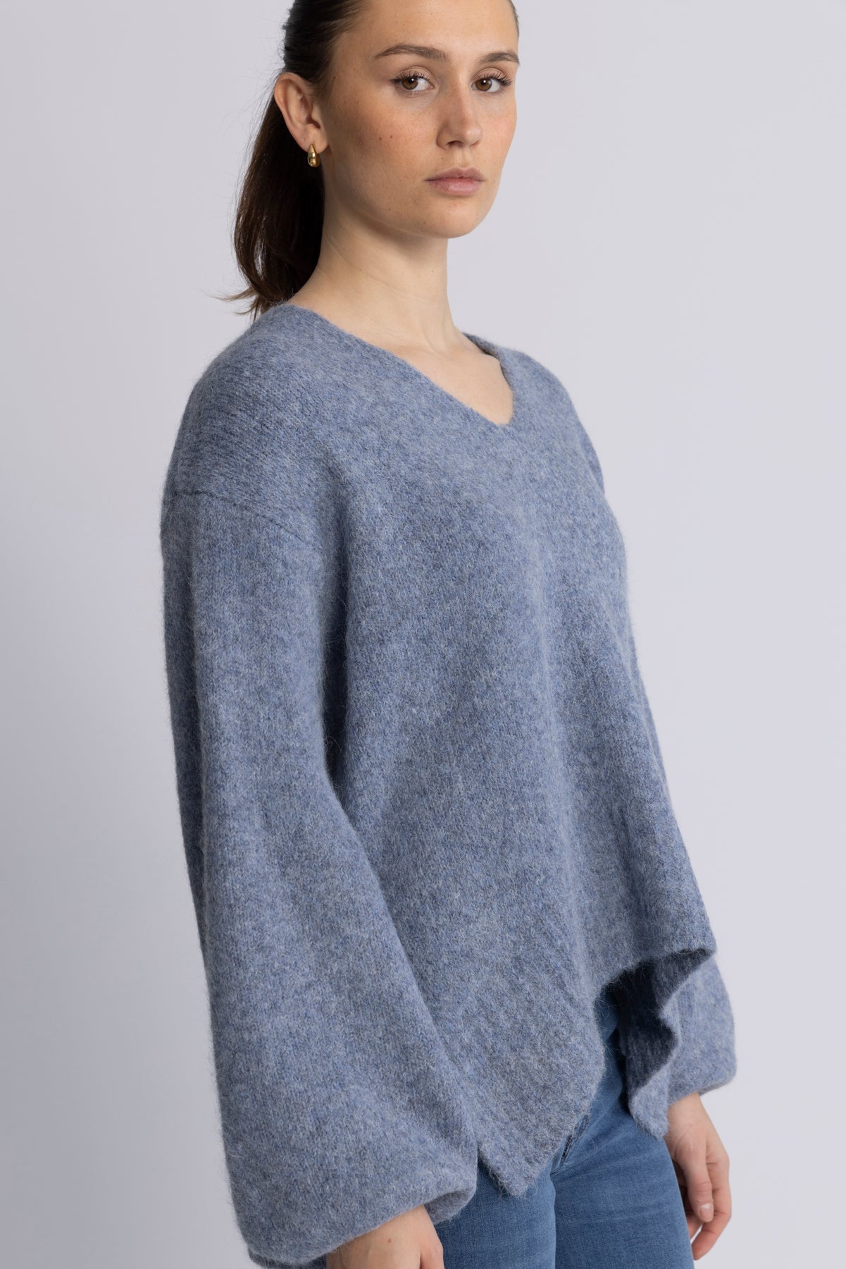 Sofie V-Neck Sweater - Faded Denim