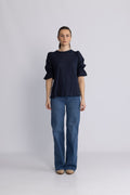 Janna Linen Top - Navy