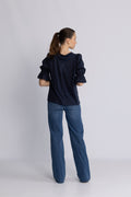 Janna Linen Top - Navy