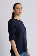 Janna Linen Top - Navy