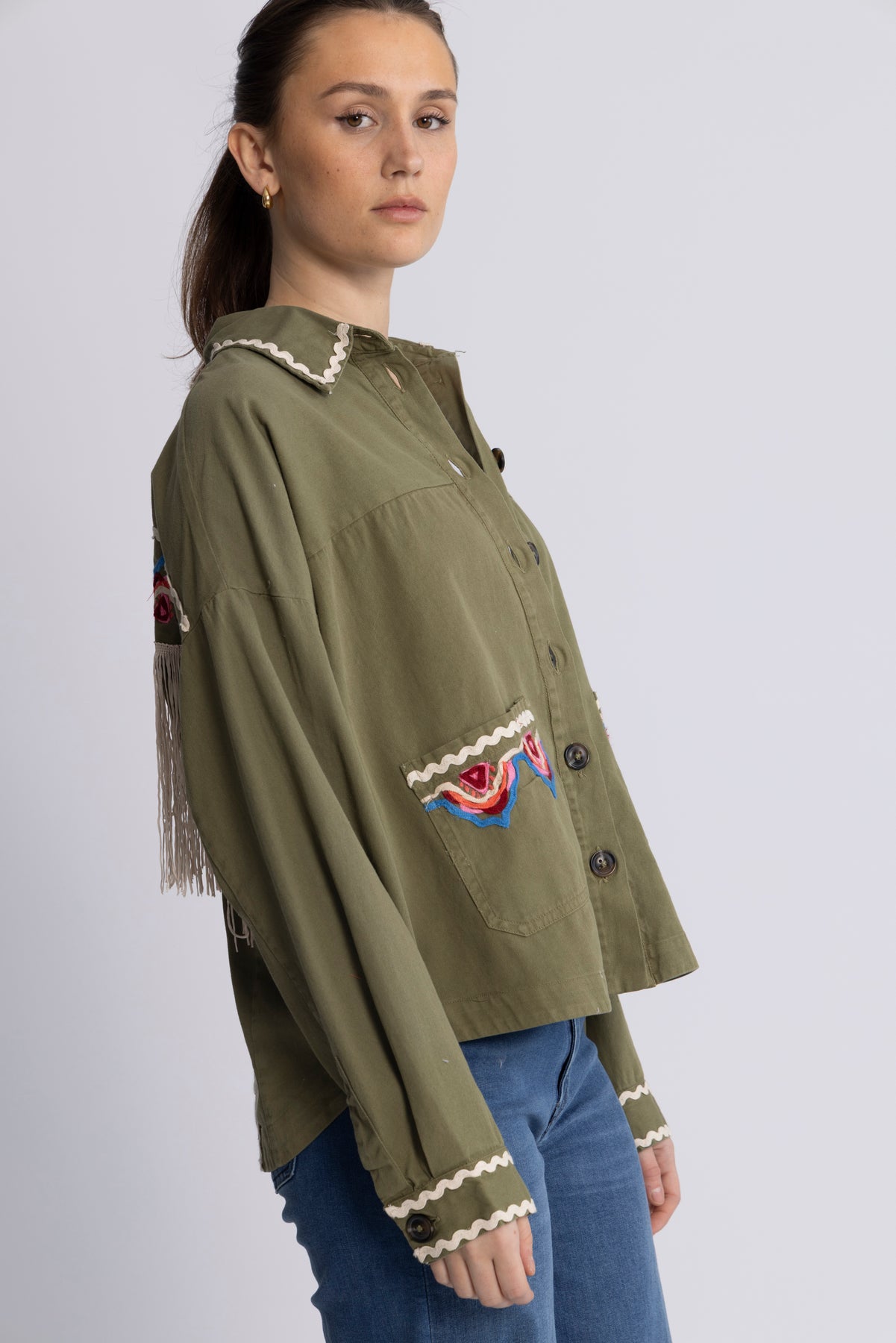 Yasmirra Embroidered Jacket S. - Capulet Olive