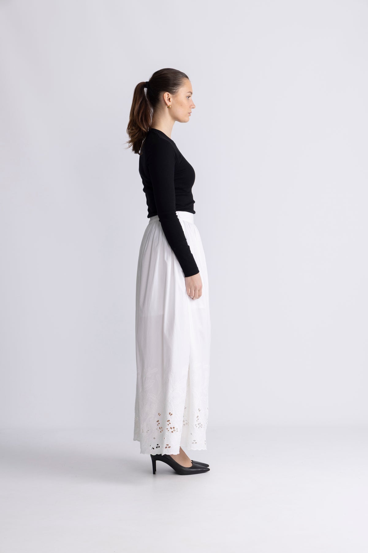 Dahlia Hw Ankle Broderi Kjol B - Bright White