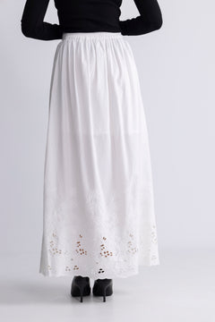 Dahlia Hw Ankle Broderi Skirt B - Bright White