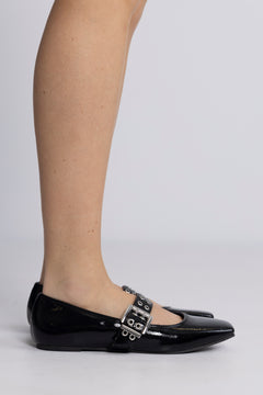 Biarose Karré Mary Jane Flat Faux Leather - Black Patent