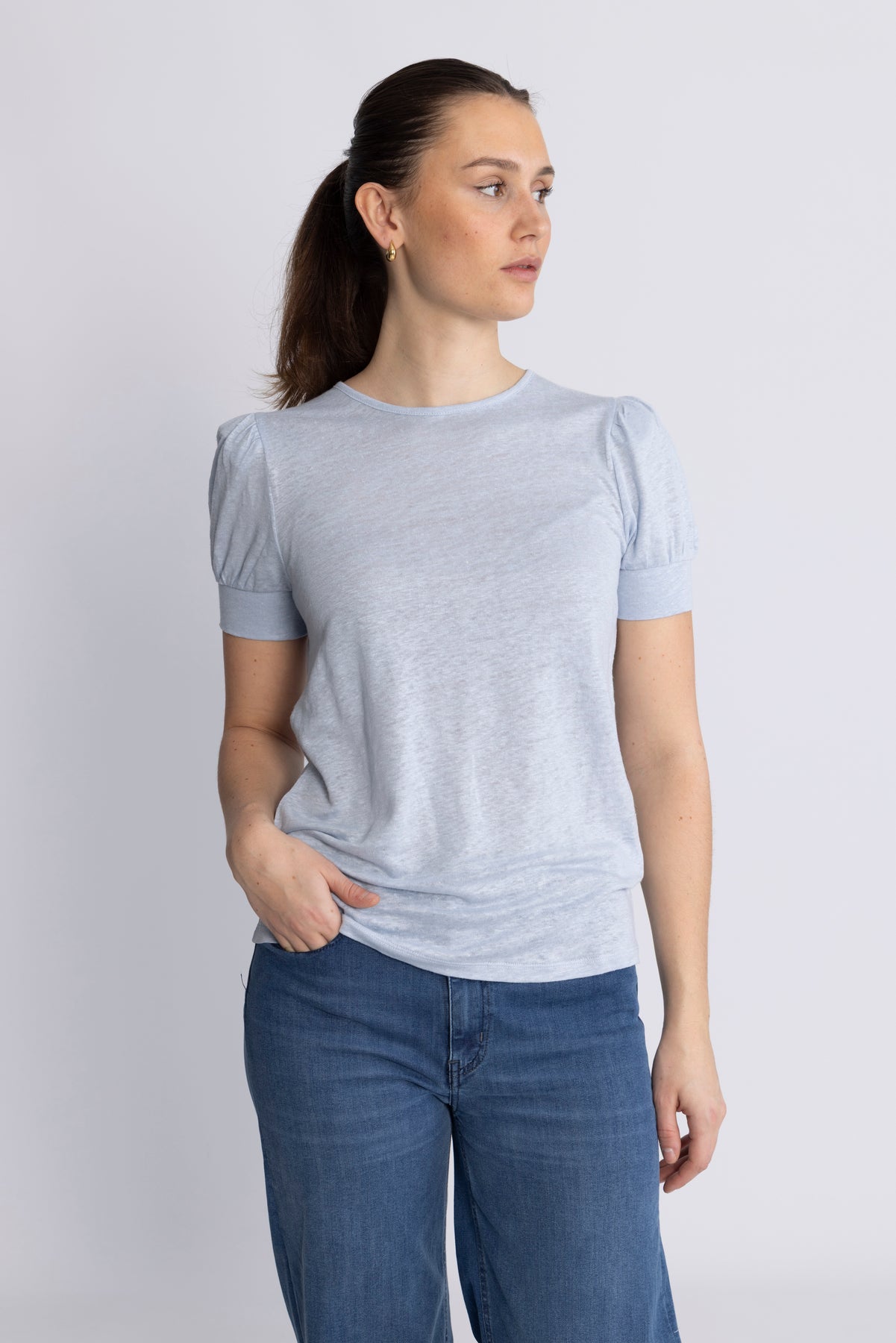 Madeleine Linen Tee - Kentucky Blue