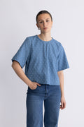 Prismcc Denim Ss Blouse - Denim Blue