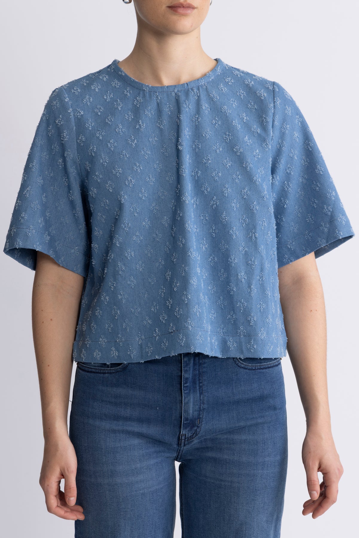 Prismcc Denim Ss Blouse - Denim Blue